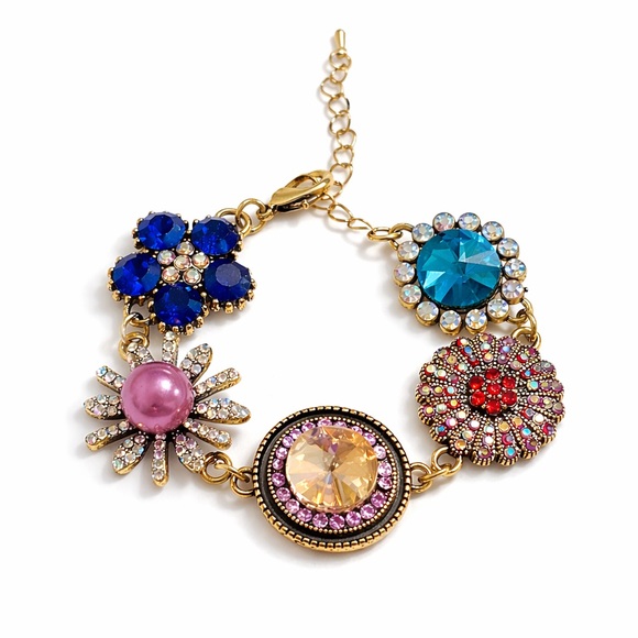 Anthropologie Jewelry - Elegant Multicolor Bracelet with Antique Gold Accents